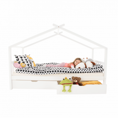 Posteľ s 2 kontajnermi, biela, ELISIA