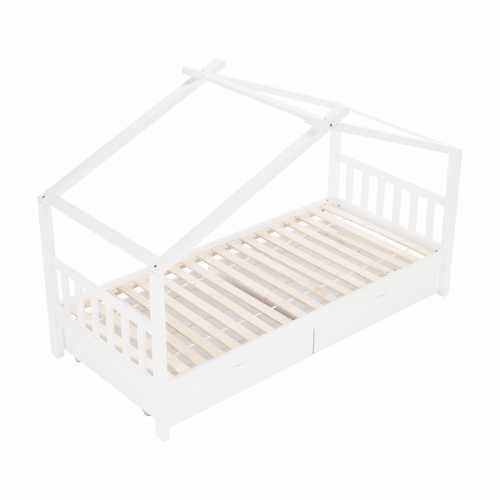 Posteľ s 2 kontajnermi, biela, ELISIA