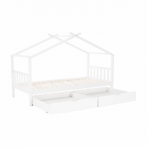 Posteľ s 2 kontajnermi, biela, ELISIA