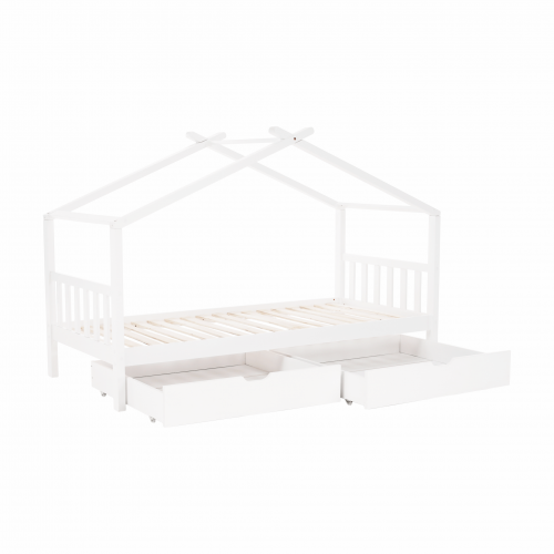 Posteľ s 2 kontajnermi, biela, ELISIA