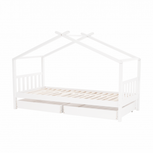 Posteľ s 2 kontajnermi, biela, ELISIA