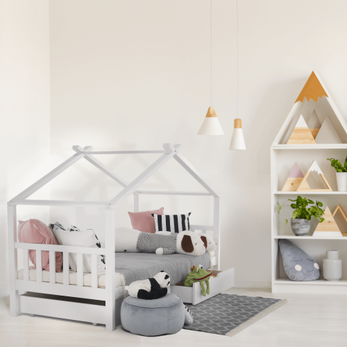 Posteľ s 2 kontajnermi, biela, ELISIA