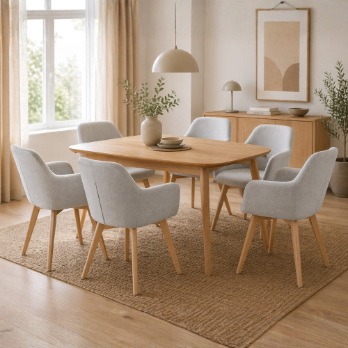 Dizajnové kreslo, svetlosivá/buk, CLORIN NEW