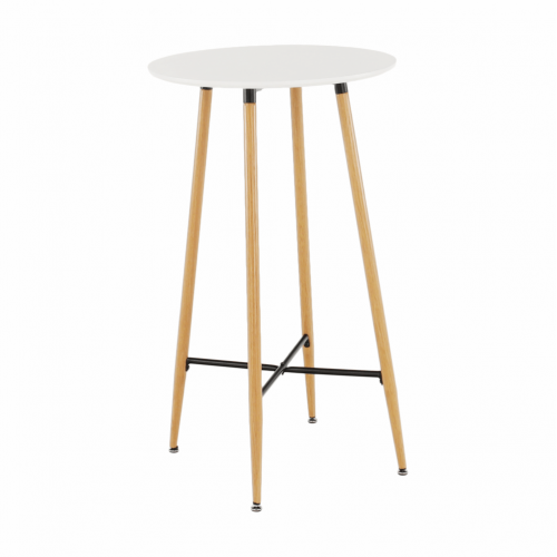 Barový stôl, biela/dub, priemer 60 cm, IMAM