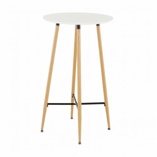 Barový stôl, biela/dub, priemer 60 cm, IMAM