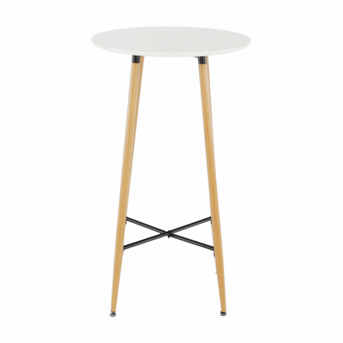 Barový stôl, biela/dub, priemer 60 cm, IMAM