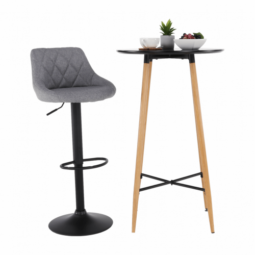 Barový stôl, čierna/dub, priemer 60 cm, IMAM