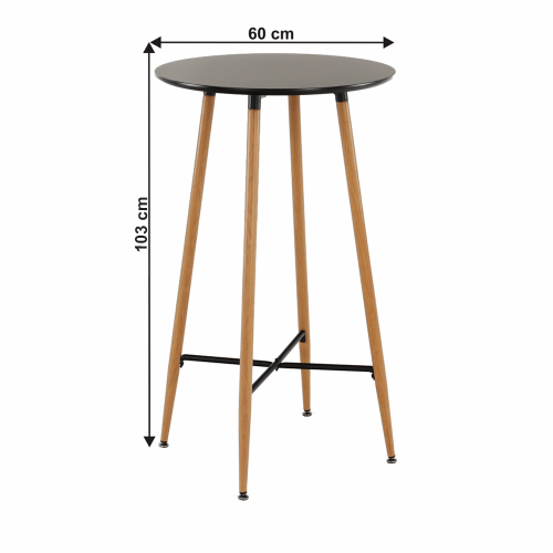 Barový stôl, čierna/dub, priemer 60 cm, IMAM