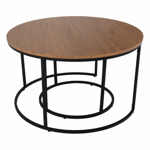 Konferenčné stolíky, set 2 ks, dub/čierna, IKLIN