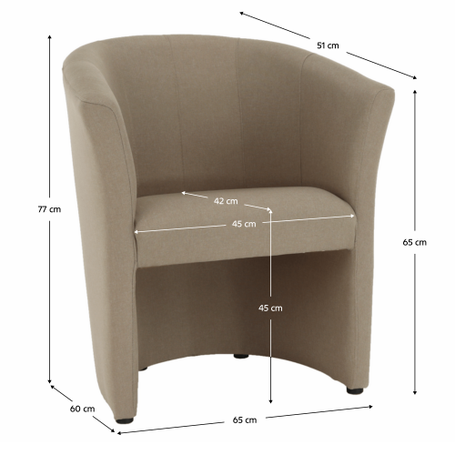 Klubové kreslo, béžová látka, CUBA