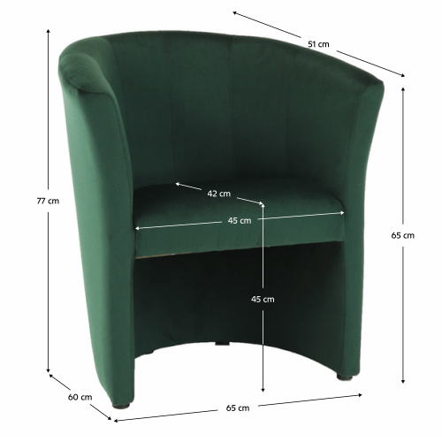 Klubové kreslo, smaragdová látka, CUBA