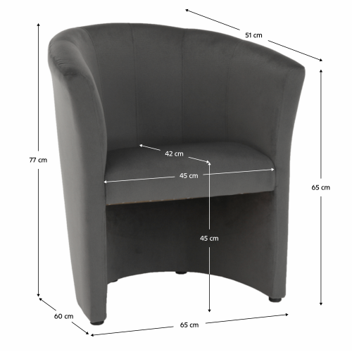 Klubové kreslo, sivá látka, CUBA