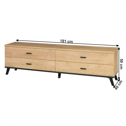 RTV stolík, dub lefkas/čierna, SIRAN TYP 6