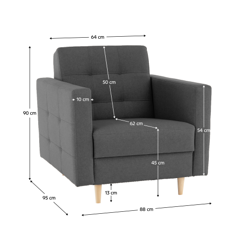 Celočalúnené kreslo, tmavosivá látka, AMEDIA