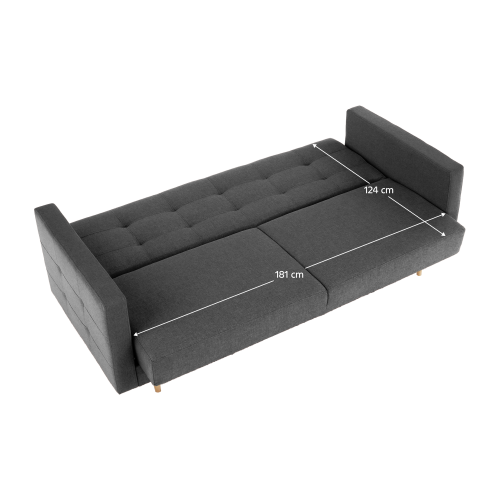 Celočalunený 3-sed, látka tmavosivá, AMEDIA