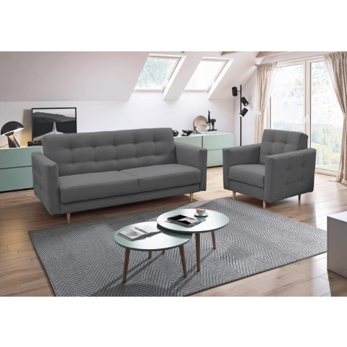 Celočalunený 3-sed, látka tmavosivá, AMEDIA