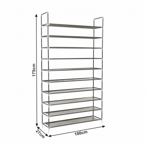 10-radový botník, sivá, FILOU