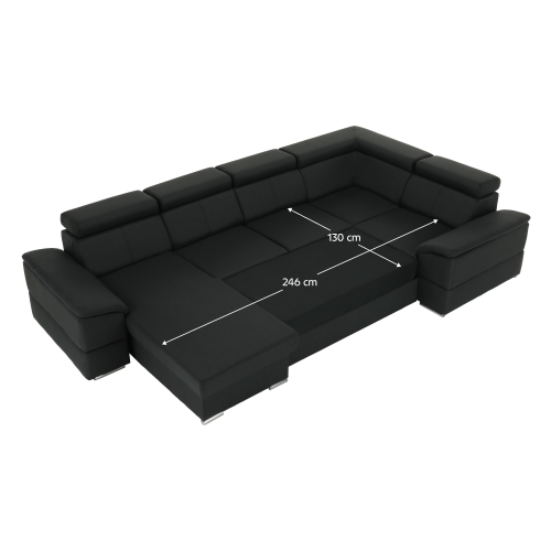 Sedacia súprava, tmavosivá, ľavá, SEGORIA ROH U