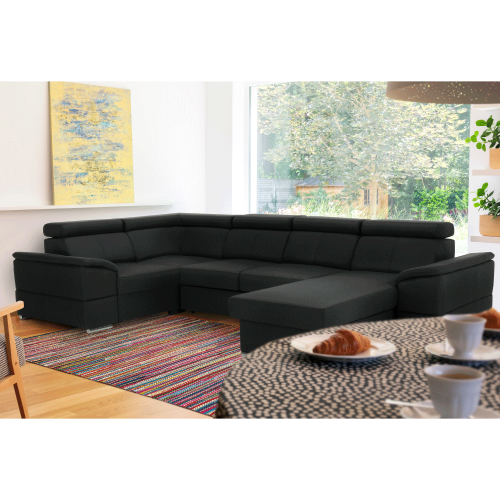 Sedacia súprava, tmavosivá, pravá, SEGORIA ROH U