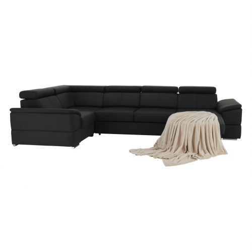 Sedacia súprava, tmavosivá, pravá, SEGORIA ROH U