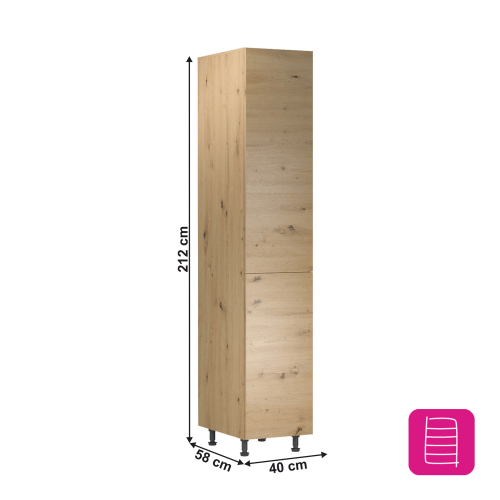 Potravinová skrinka s policami, dub artisan, univerzálna, LANGEN D40SP