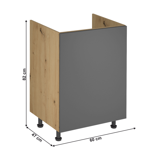 Drezová skrinka, dub artisan/sivý mat, univerzálna, LANGEN D60Z