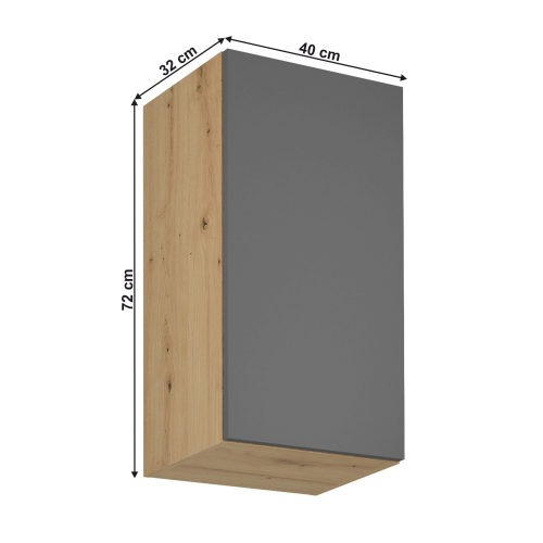 Horná skrinka, dub artisan/sivý mat, univerzálna, LANGEN G40