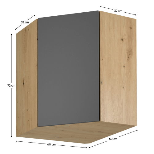 Horná skrinka, dub artisan/sivý mat, LANGEN G60N