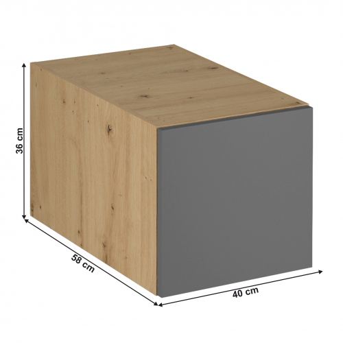 Horná skrinka, dub artisan/sivý mat, LANGEN N40