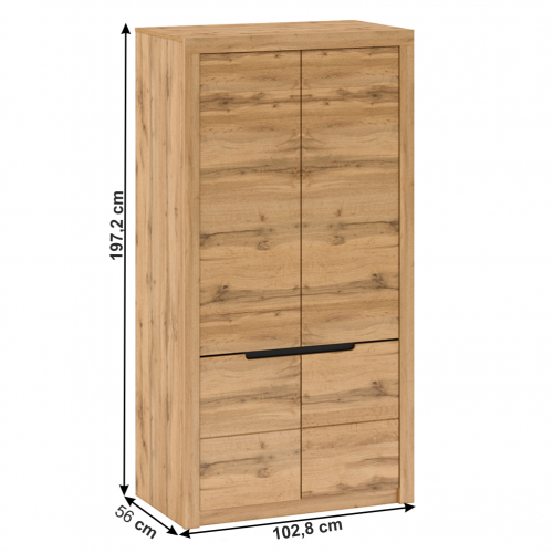 Vešiaková skriňa s policou, dub wotan, TORONTA F