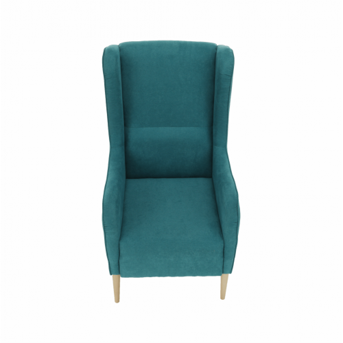 Kreslo ušiak, tyrkysová/buk, BREDLY