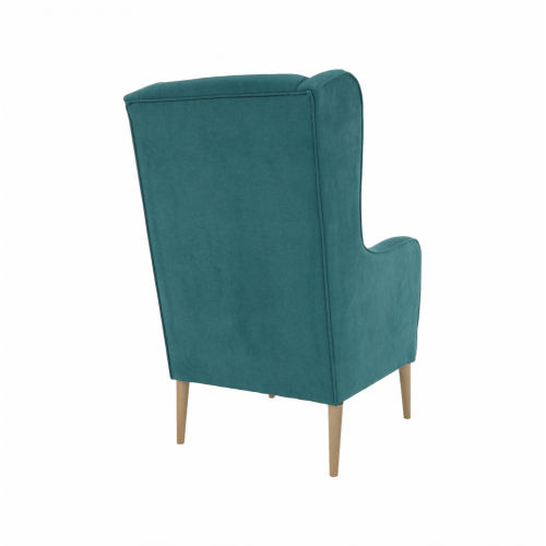 Kreslo ušiak, tyrkysová/buk, BREDLY