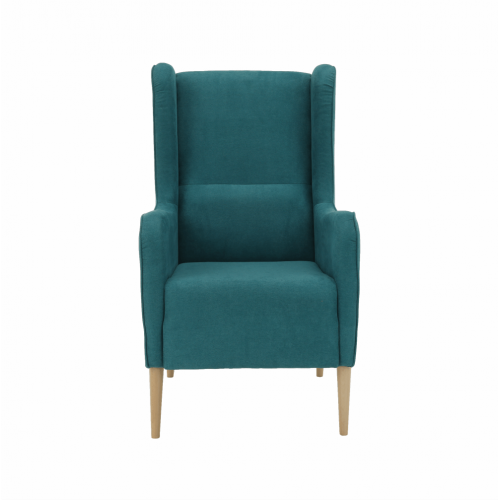 Kreslo ušiak, tyrkysová/buk, BREDLY