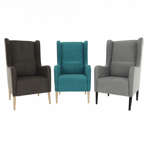 Kreslo ušiak, tyrkysová/buk, BREDLY