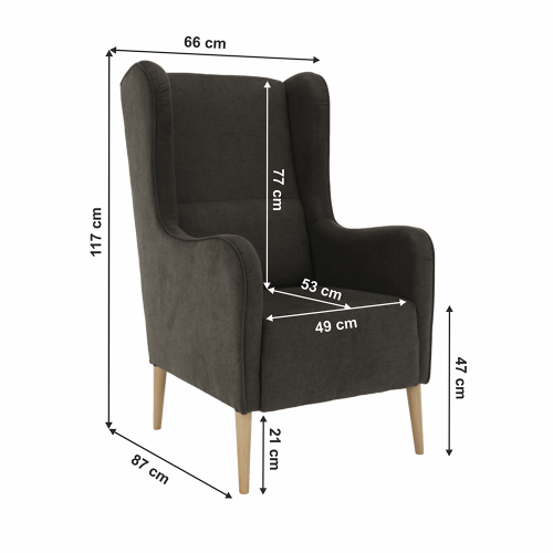 Kreslo ušiak, hnedá/buk, BREDLY