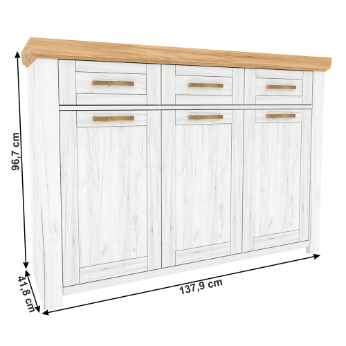 Komoda G, dub craft zlatý/dub craft biely, SUDBURY