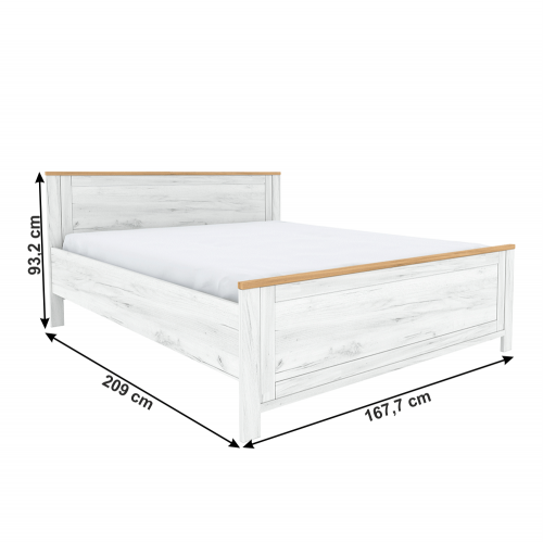 Posteľ Z2, 160x200, dub craft zlatý/dub craft biely, SUDBURY