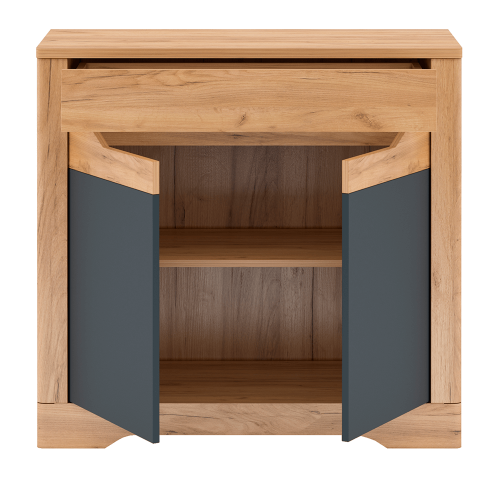 Komoda G,  dub craft zlatý/grafit sivá, FIDEL