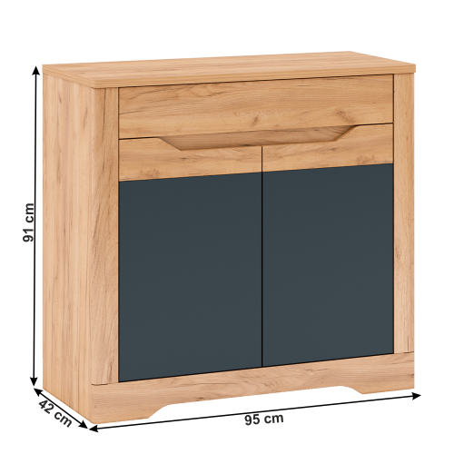 Komoda G,  dub craft zlatý/grafit sivá, FIDEL