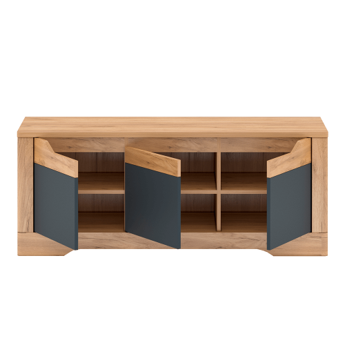 RTV stolík J, dub craft zlatý/grafit sivá, FIDEL