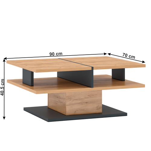Konferenčný stolík T, dub craft zlatý/grafit sivá, FIDEL