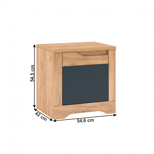 Nočný stolík, dub craft zlatý/grafit sivá, ľavá, FIDEL X1