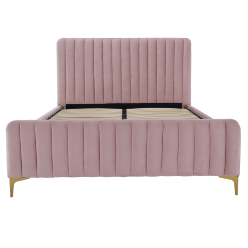 Posteľ, ružová/gold chróm zlatý, 140x200, KAISA