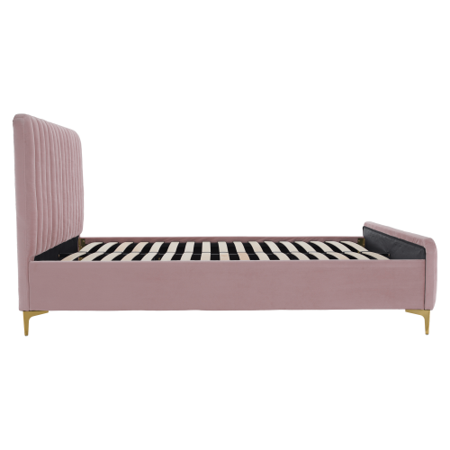 Posteľ, ružová/gold chróm zlatý, 140x200, KAISA