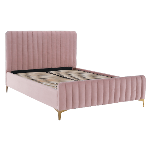 Posteľ, ružová/gold chróm zlatý, 160x200, KAISA