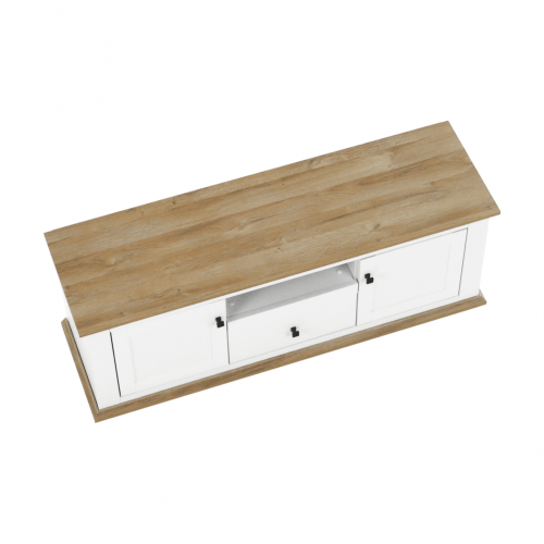 RTV stolík MZ15, biela/dub grand, LEON