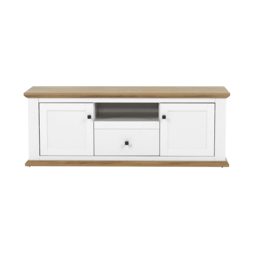 RTV stolík MZ15, biela/dub grand, LEON