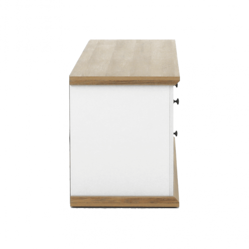 RTV stolík MZ15, biela/dub grand, LEON