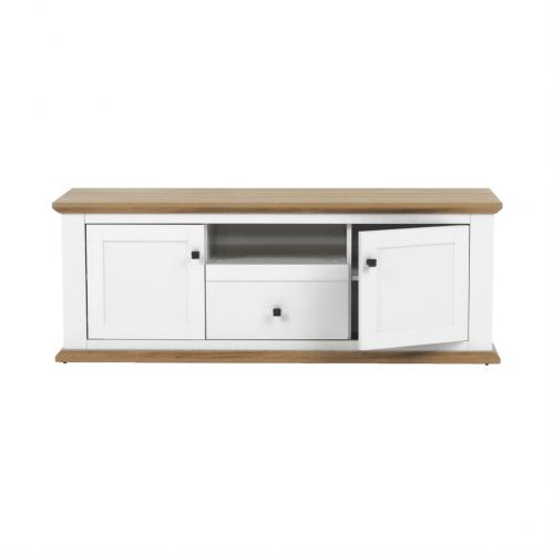 RTV stolík MZ15, biela/dub grand, LEON