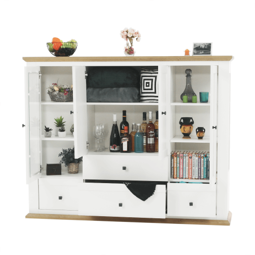 Vitrína MZ6, biela/dub grand, LEON